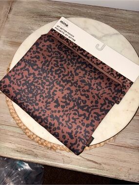 mine. Leopard Print Jet Setter Pouch in Brown